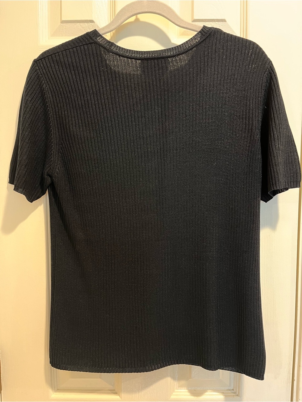 Talbots Black Silk Short-Sleeve Crewneck - Picture 2 of 4
